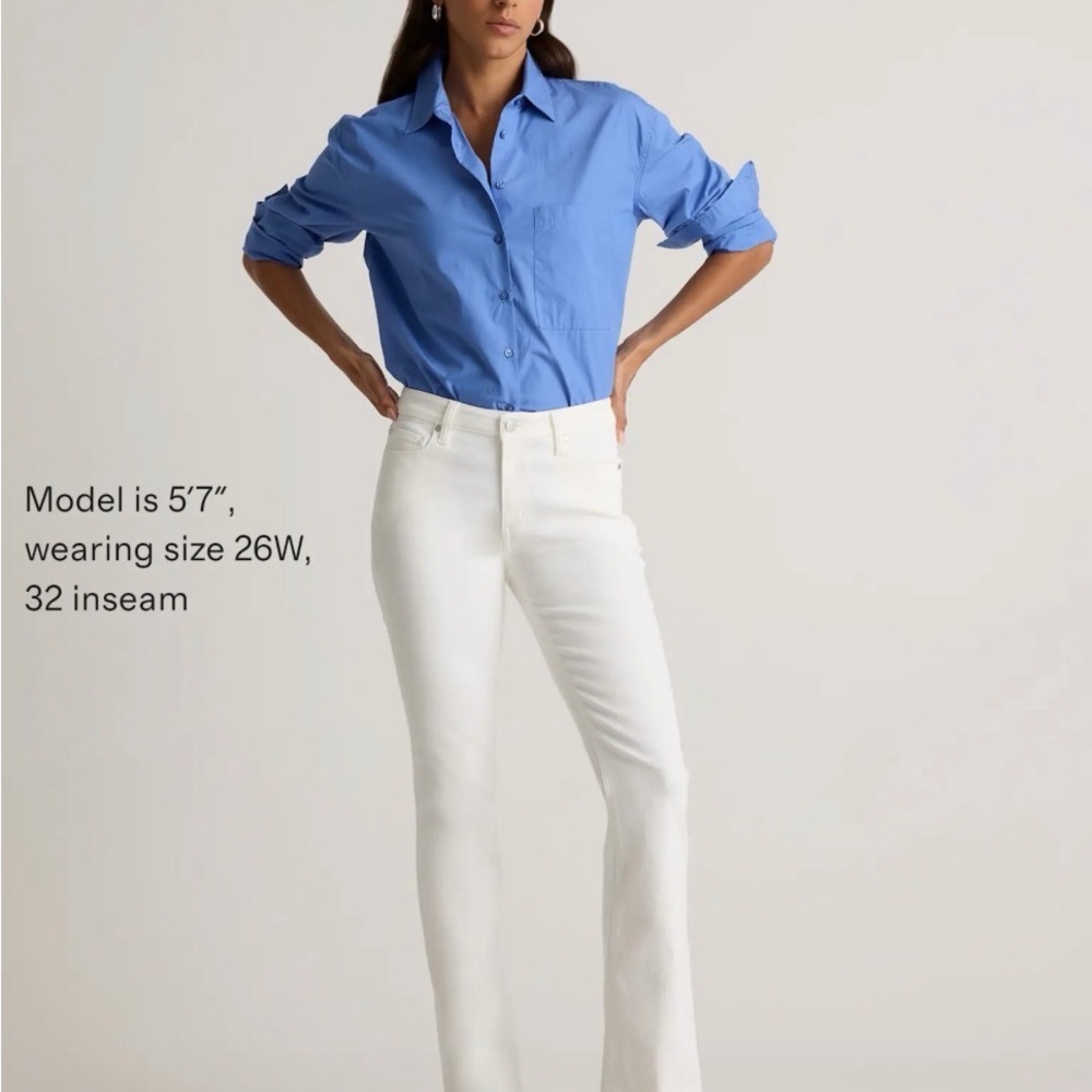 Quince Luna Stretch Flare Jeans in Cloud White - Picture 3 of 8